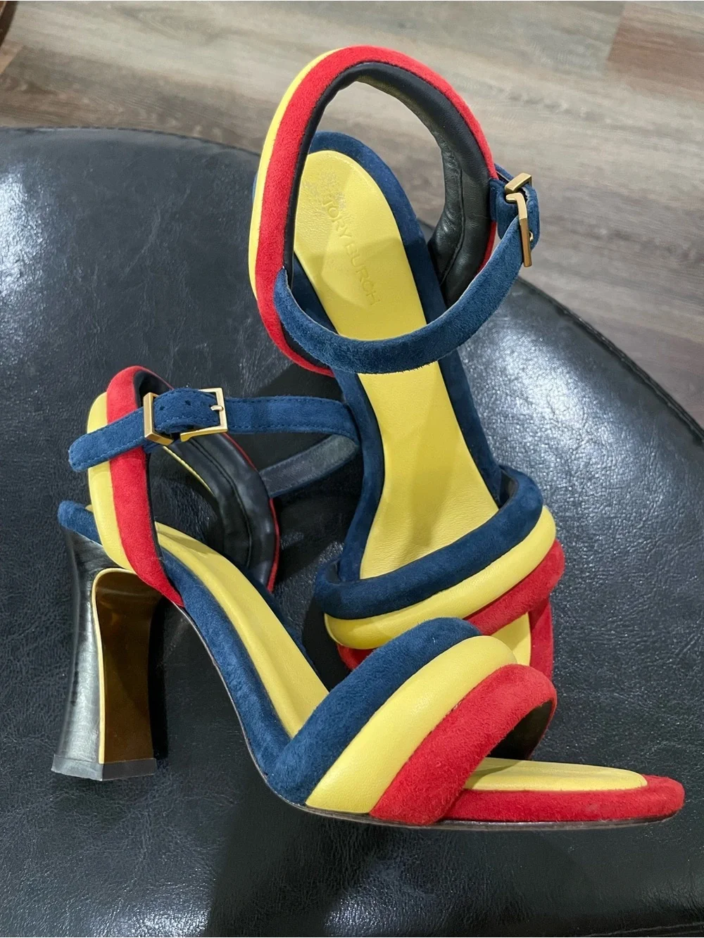 Tory Burch Multicolor Strappy Block Heel PUFFED UP SANDAL Size 7